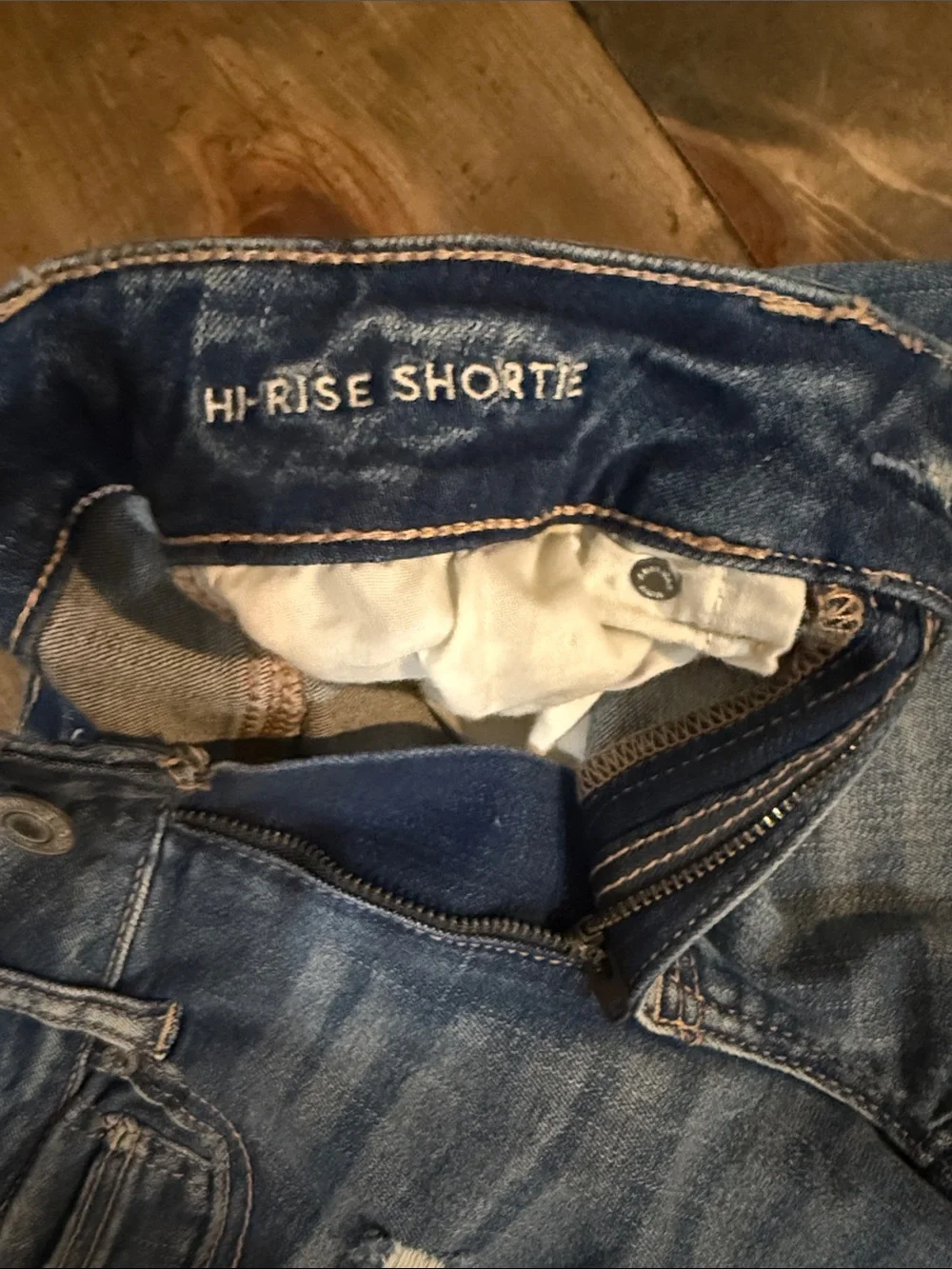 American Eagle Outfitters Distressed Dark Blue Denim Shorts